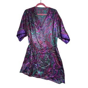 VINTAGE Inner Most Robe Womens Size M Pink Paisley Knee Length Pocket